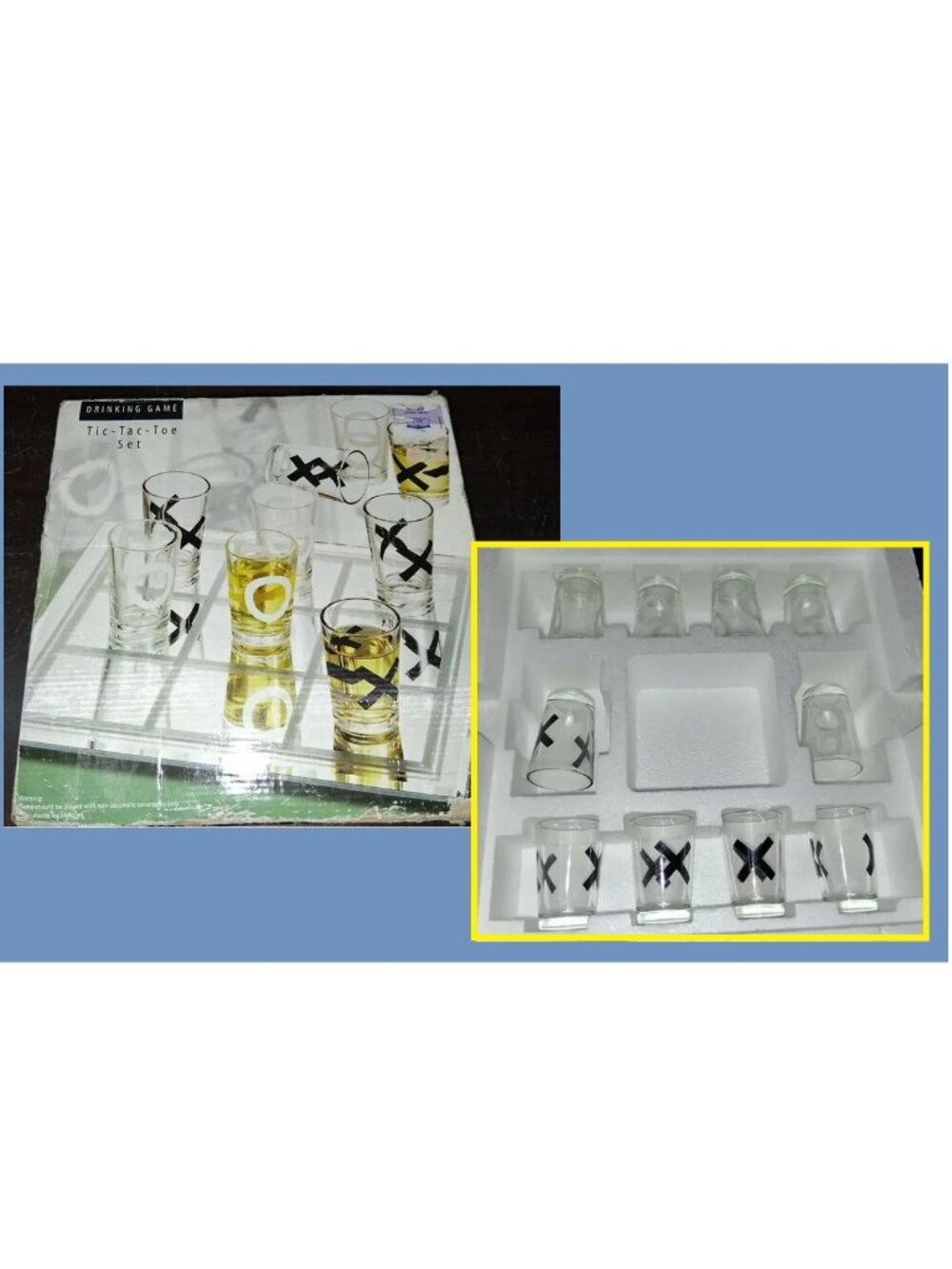 Tic Tac Toe Drinking Game Set Vintage MINT Complete Shots Party Bartender